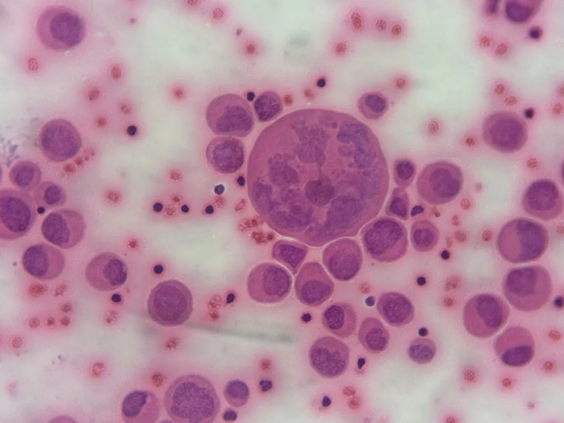 Células del líquido pleural vistas al microscopio